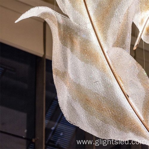 Morden Indoor Hotel Feather Design Pendant Chandelier Light
